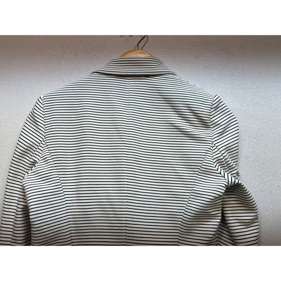 Calvin Klein Womens One Button Knit Blazer Jacket  Sz 6 White Black Stripe - Picture 11 of 13